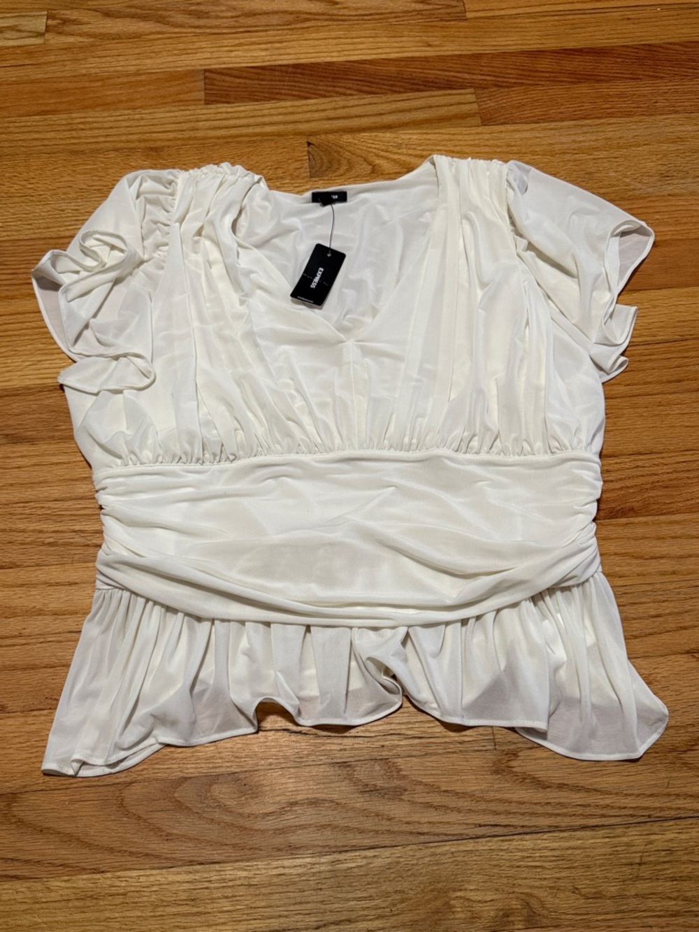 Express Women’s Cream Short Sleeve Blouse